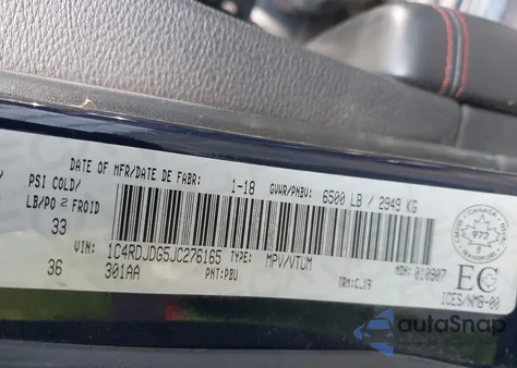 2018 Dodge Durango Gt из США, поврежденный, VIN 1C4RDJDG5JC276165